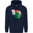 Curled Madagascar Flag Madagascan Day Football Mens 80% Cotton Hoodie Navy Blue