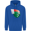 Curled Madagascar Flag Madagascan Day Football Mens 80% Cotton Hoodie Royal Blue