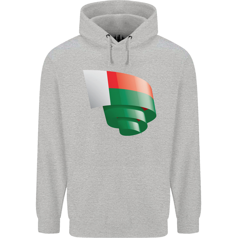 Curled Madagascar Flag Madagascan Day Football Mens 80% Cotton Hoodie Sports Grey