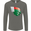 Curled Madagascar Flag Madagascan Day Football Mens Long Sleeve T-Shirt Charcoal