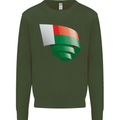 Curled Madagascar Flag Madagascan Day Football Mens Sweatshirt Jumper Forest Green