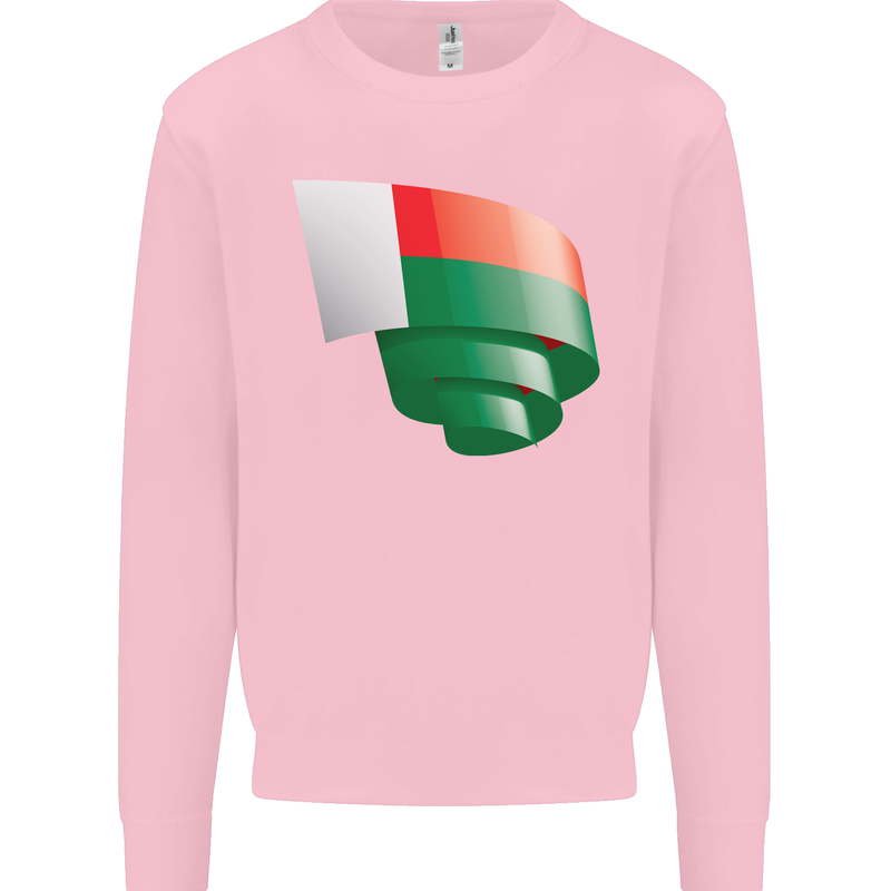 Curled Madagascar Flag Madagascan Day Football Mens Sweatshirt Jumper Light Pink