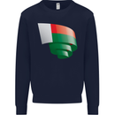 Curled Madagascar Flag Madagascan Day Football Mens Sweatshirt Jumper Navy Blue