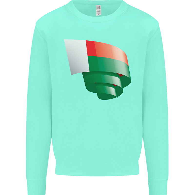 Curled Madagascar Flag Madagascan Day Football Mens Sweatshirt Jumper Peppermint