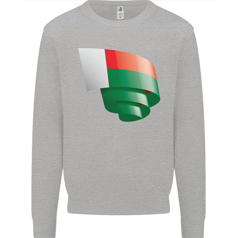 Curled Madagascar Flag Madagascan Day Football Mens Sweatshirt Jumper Sports Grey