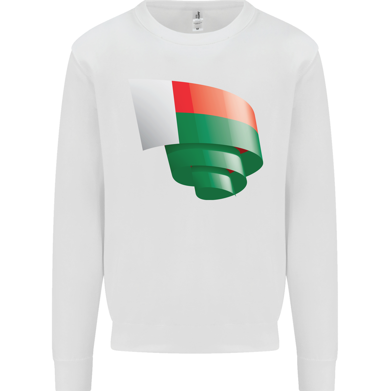 Curled Madagascar Flag Madagascan Day Football Mens Sweatshirt Jumper White
