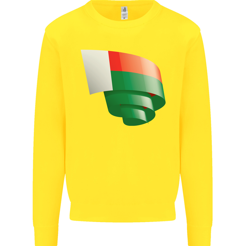 Curled Madagascar Flag Madagascan Day Football Mens Sweatshirt Jumper Yellow