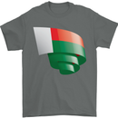 Curled Madagascar Flag Madagascan Day Football Mens T-Shirt 100% Cotton Charcoal