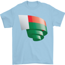 Curled Madagascar Flag Madagascan Day Football Mens T-Shirt 100% Cotton Light Blue
