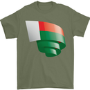 Curled Madagascar Flag Madagascan Day Football Mens T-Shirt 100% Cotton Military Green