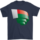 Curled Madagascar Flag Madagascan Day Football Mens T-Shirt 100% Cotton Navy Blue
