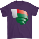 Curled Madagascar Flag Madagascan Day Football Mens T-Shirt 100% Cotton Purple