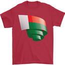 Curled Madagascar Flag Madagascan Day Football Mens T-Shirt 100% Cotton Red