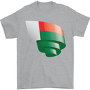 Curled Madagascar Flag Madagascan Day Football Mens T-Shirt 100% Cotton Sports Grey