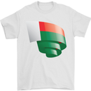 Curled Madagascar Flag Madagascan Day Football Mens T-Shirt 100% Cotton White