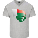 Curled Madagascar Flag Madagascan Day Football Mens V-Neck Cotton T-Shirt Sports Grey