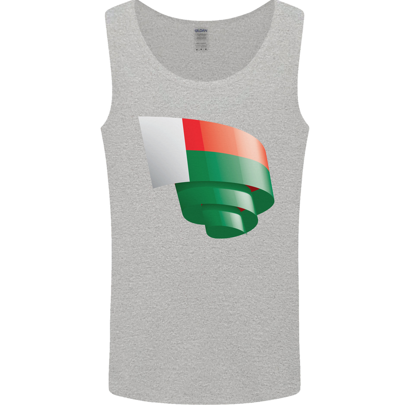 Curled Madagascar Flag Madagascan Day Football Mens Vest Tank Top Sports Grey