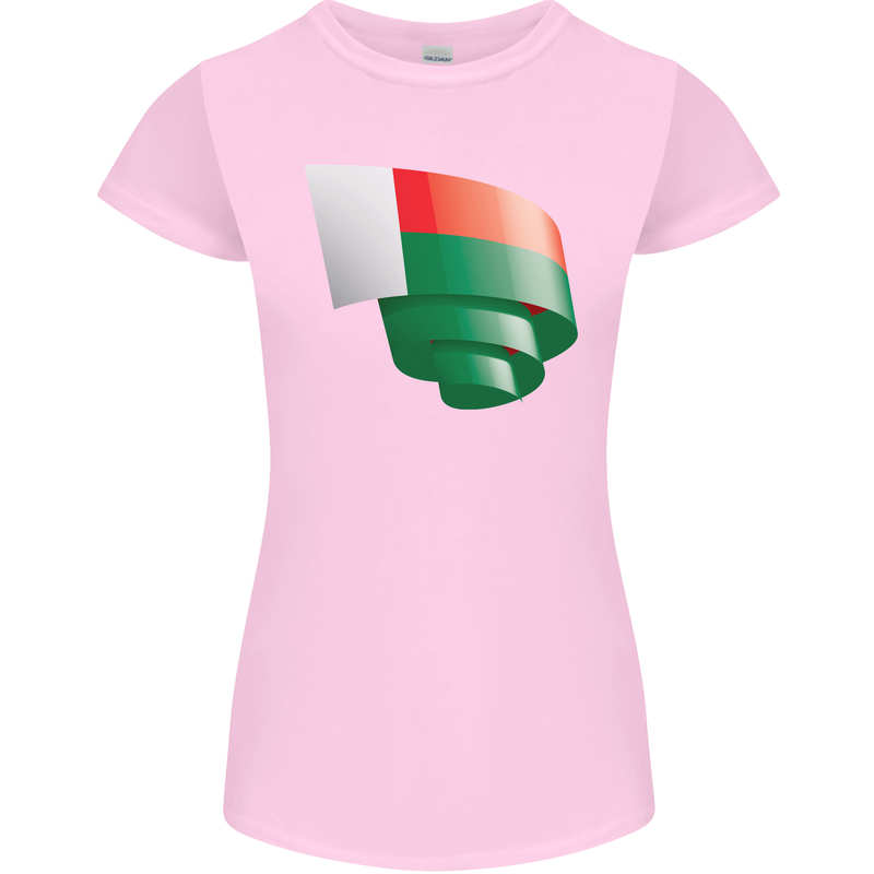 Curled Madagascar Flag Madagascan Day Football Womens Petite Cut T-Shirt Light Pink