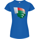 Curled Madagascar Flag Madagascan Day Football Womens Petite Cut T-Shirt Royal Blue