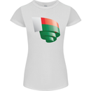 Curled Madagascar Flag Madagascan Day Football Womens Petite Cut T-Shirt White