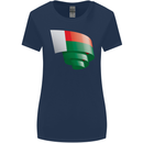 Curled Madagascar Flag Madagascan Day Football Womens Wider Cut T-Shirt Navy Blue