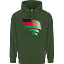 Curled Malawi Flag Malawian Day Football Childrens Kids Hoodie Forest Green