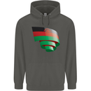 Curled Malawi Flag Malawian Day Football Childrens Kids Hoodie Storm Grey