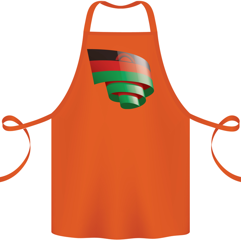 Curled Malawi Flag Malawian Day Football Cotton Apron 100% Organic Orange