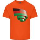 Curled Malawi Flag Malawian Day Football Kids T-Shirt Childrens Orange