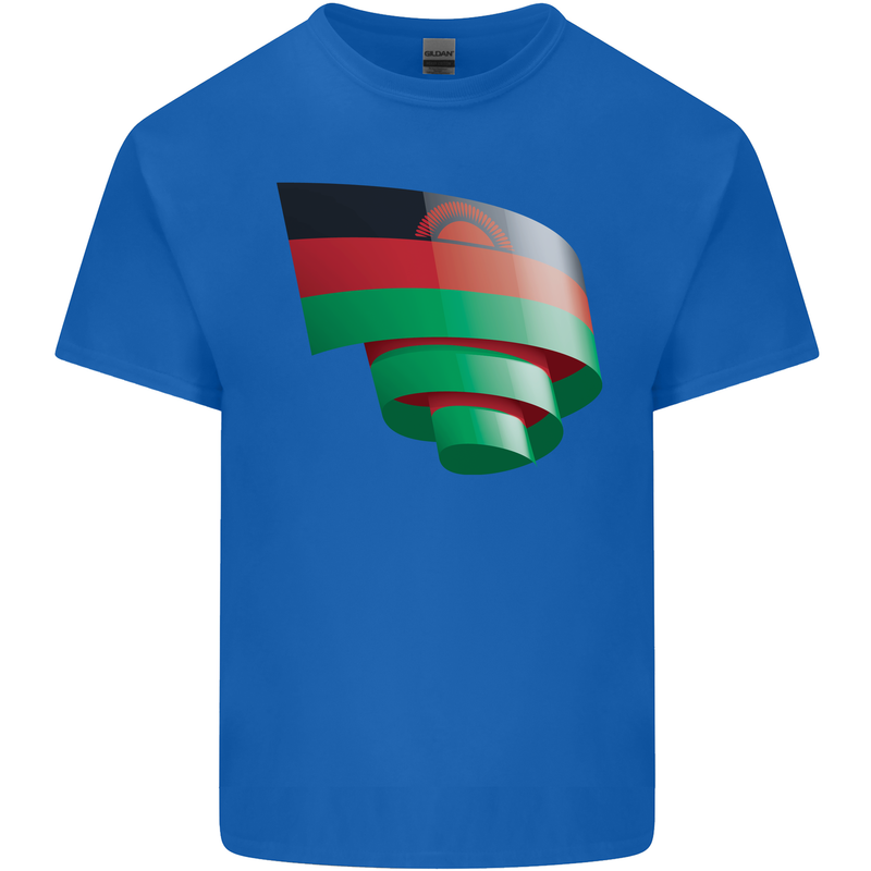 Curled Malawi Flag Malawian Day Football Kids T-Shirt Childrens Royal Blue