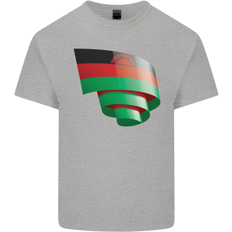 Curled Malawi Flag Malawian Day Football Kids T-Shirt Childrens Sports Grey