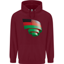 Curled Malawi Flag Malawian Day Football Mens 80% Cotton Hoodie Maroon