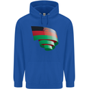Curled Malawi Flag Malawian Day Football Mens 80% Cotton Hoodie Royal Blue