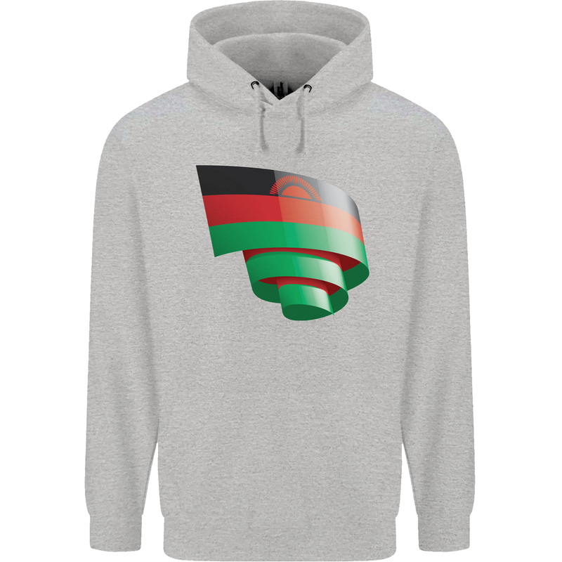 Curled Malawi Flag Malawian Day Football Mens 80% Cotton Hoodie Sports Grey