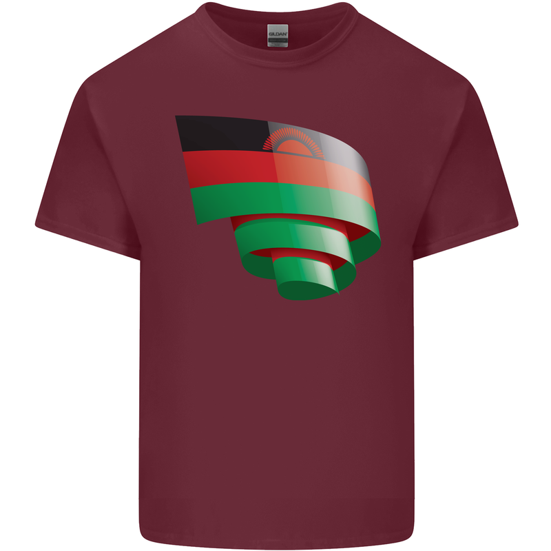 Curled Malawi Flag Malawian Day Football Mens Cotton T-Shirt Tee Top Maroon