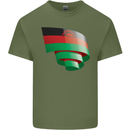 Curled Malawi Flag Malawian Day Football Mens Cotton T-Shirt Tee Top Military Green