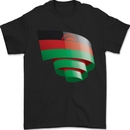 Curled Malawi Flag Malawian Day Football Mens T-Shirt 100% Cotton Black