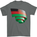 Curled Malawi Flag Malawian Day Football Mens T-Shirt 100% Cotton Charcoal