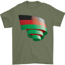 Curled Malawi Flag Malawian Day Football Mens T-Shirt 100% Cotton Military Green