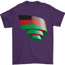 Curled Malawi Flag Malawian Day Football Mens T-Shirt 100% Cotton Purple