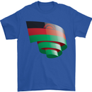 Curled Malawi Flag Malawian Day Football Mens T-Shirt 100% Cotton Royal Blue