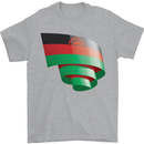 Curled Malawi Flag Malawian Day Football Mens T-Shirt 100% Cotton Sports Grey