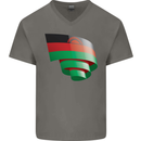 Curled Malawi Flag Malawian Day Football Mens V-Neck Cotton T-Shirt Charcoal