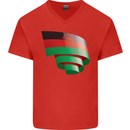 Curled Malawi Flag Malawian Day Football Mens V-Neck Cotton T-Shirt Red