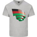 Curled Malawi Flag Malawian Day Football Mens V-Neck Cotton T-Shirt Sports Grey