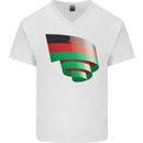 Curled Malawi Flag Malawian Day Football Mens V-Neck Cotton T-Shirt White