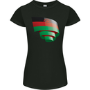 Curled Malawi Flag Malawian Day Football Womens Petite Cut T-Shirt Black