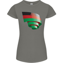 Curled Malawi Flag Malawian Day Football Womens Petite Cut T-Shirt Charcoal