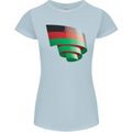 Curled Malawi Flag Malawian Day Football Womens Petite Cut T-Shirt Light Blue