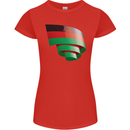 Curled Malawi Flag Malawian Day Football Womens Petite Cut T-Shirt Red